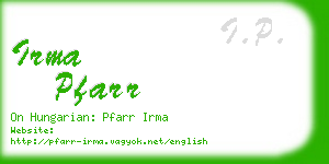 irma pfarr business card